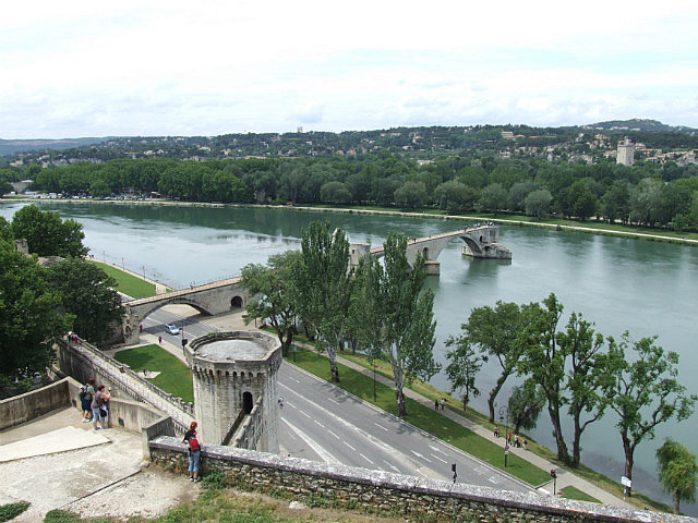 Ruined medieval bridge on Rhone River, Avignon