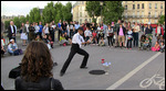 Street performer on the Seine River