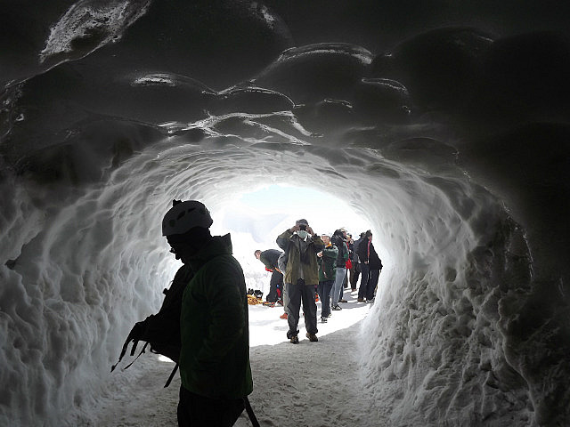 "Alpinist Exit" ice tunnel at Aiguille du Midi