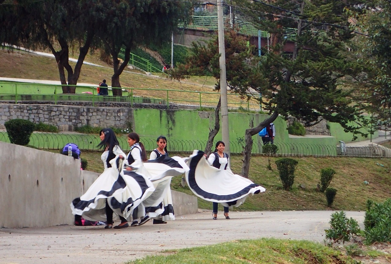 Dancing teen girls