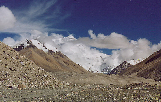 Mount Everest seen from north base camp